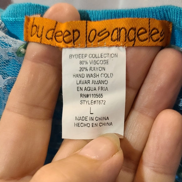 Blue white stripe lace and sequin tank size L by deep Los Angeles - Picture 3 of 4